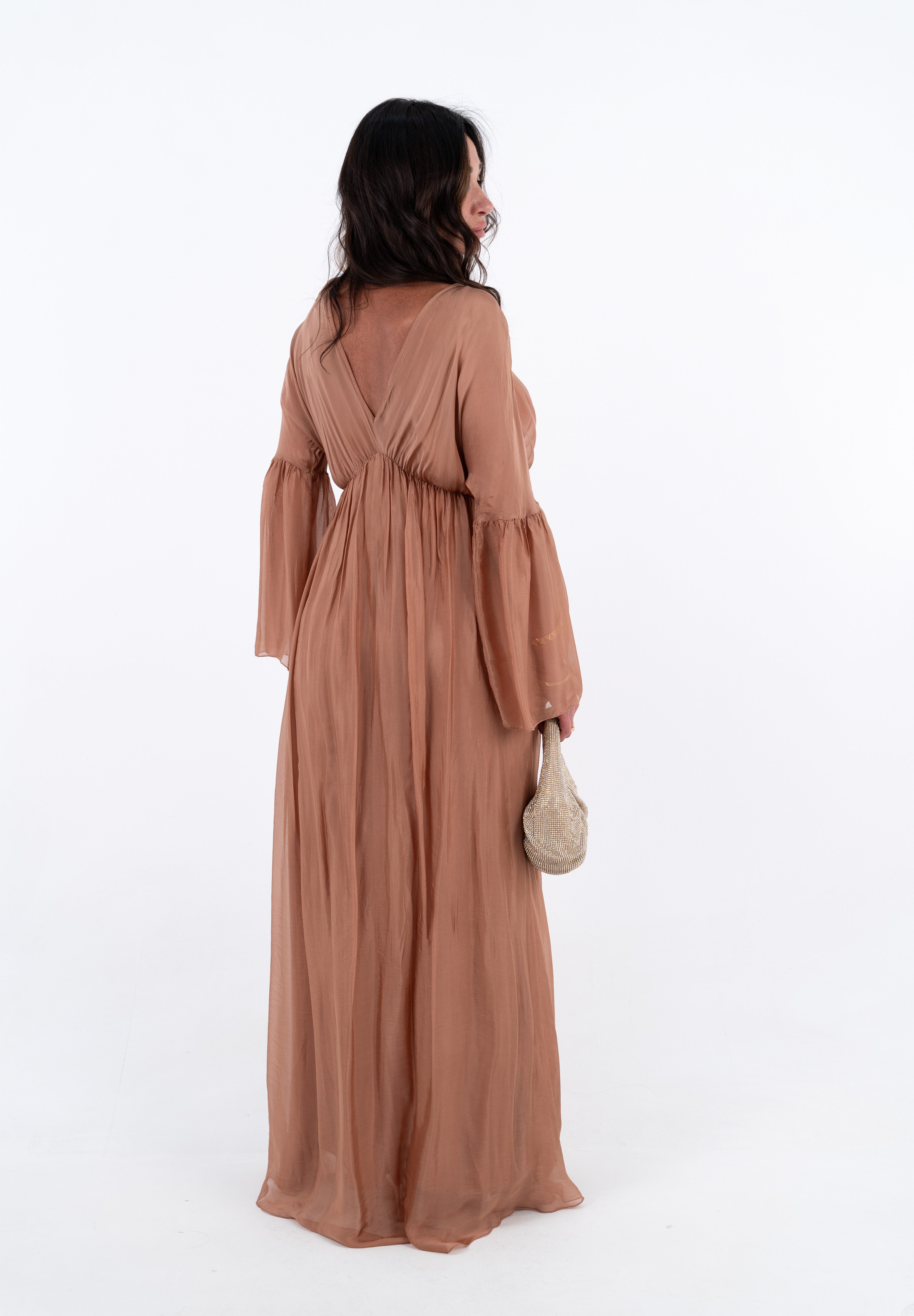 DRESS SETA CARAMELLO