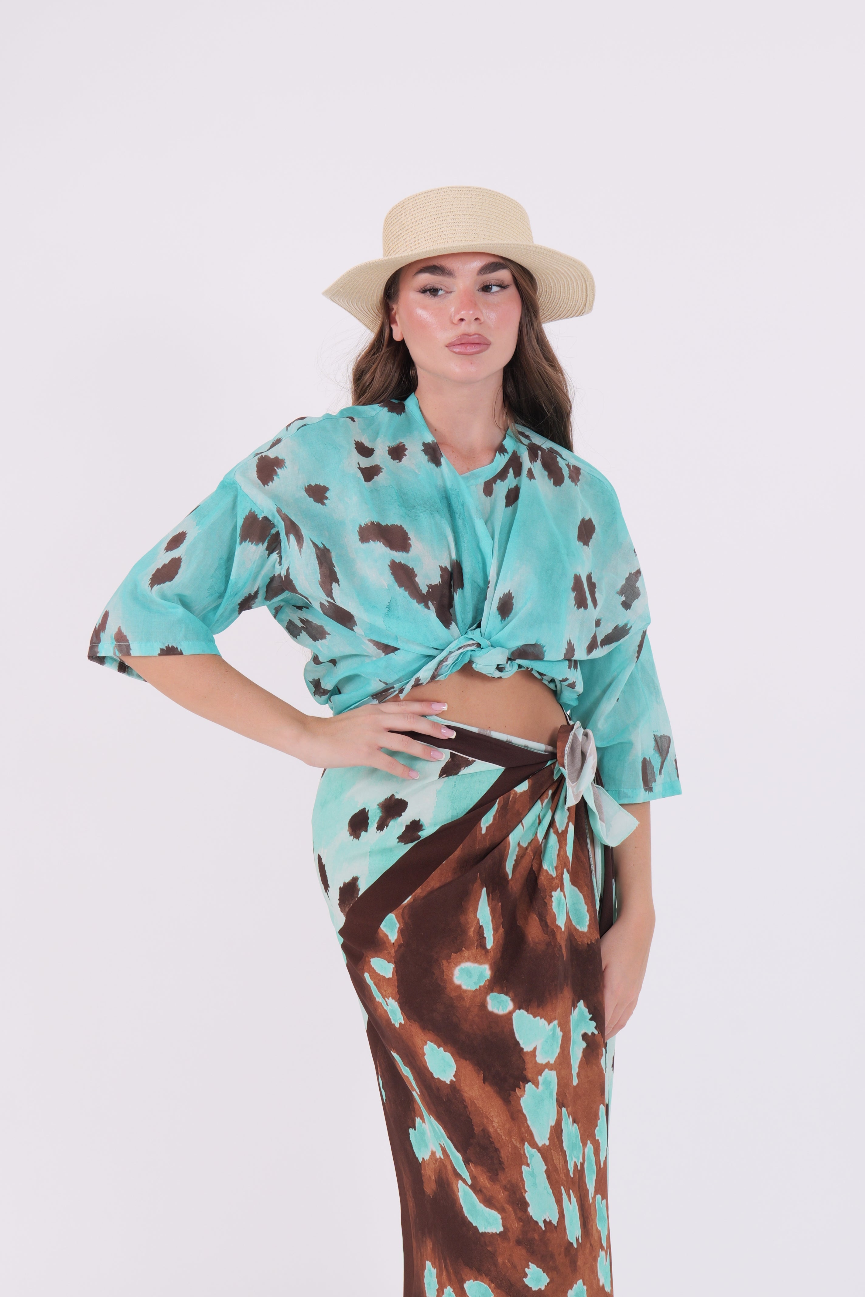 CAMICIA MACULATA AZZURRO