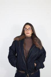 BOMBER DENIM ECOFUR