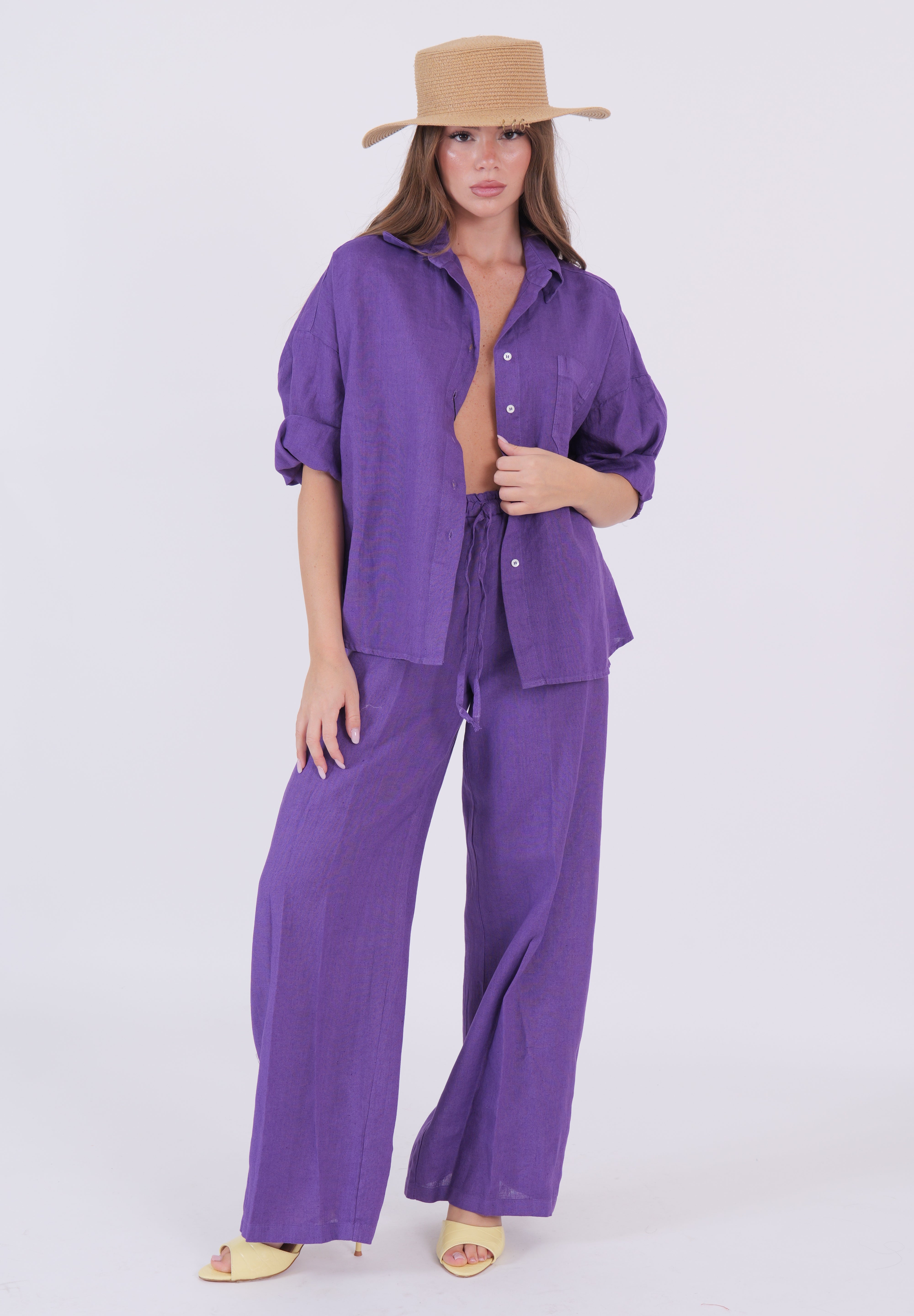 PANTALONE LINO VIOLA DIXIE