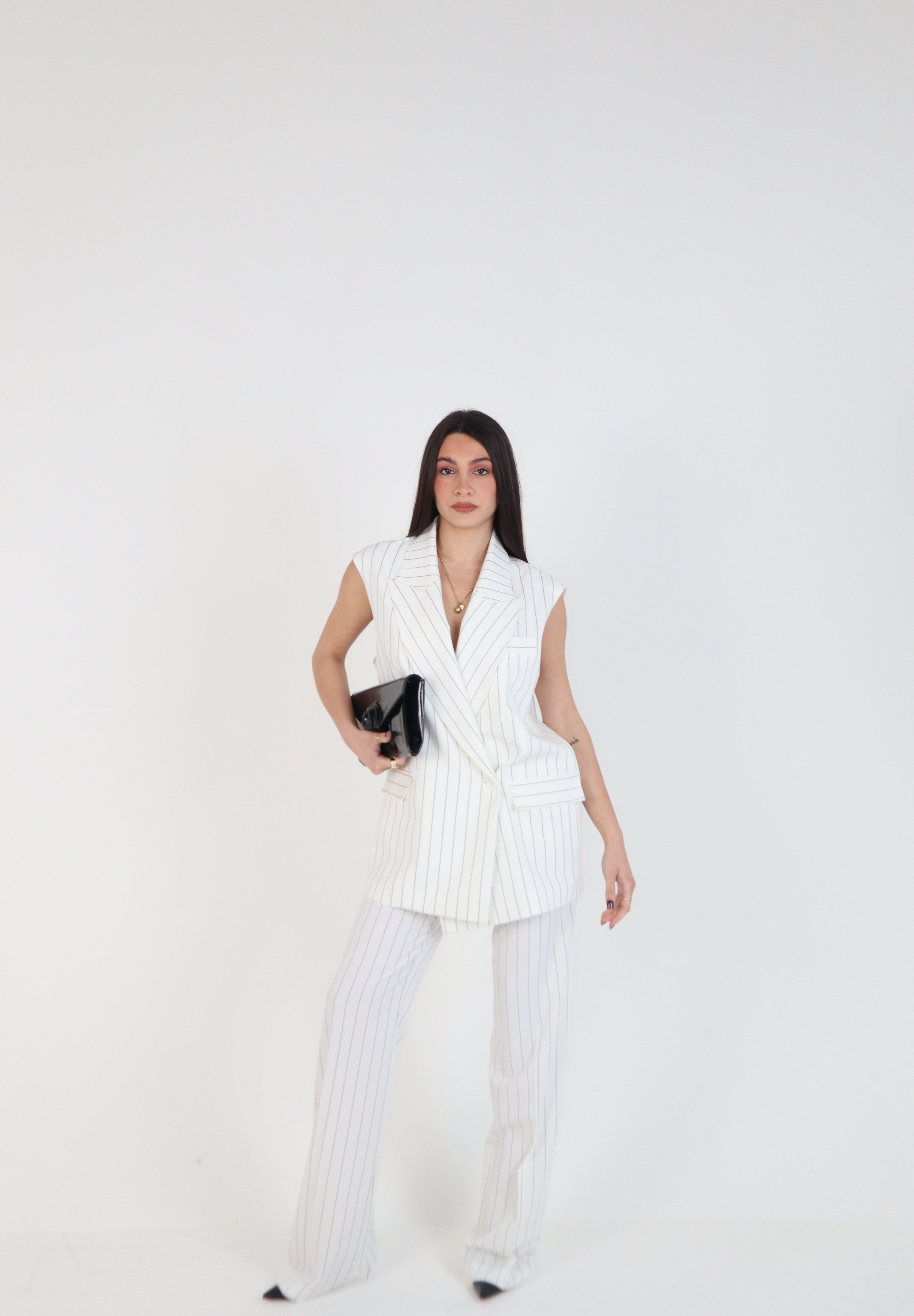 PANTALONE GESSATO WHITE