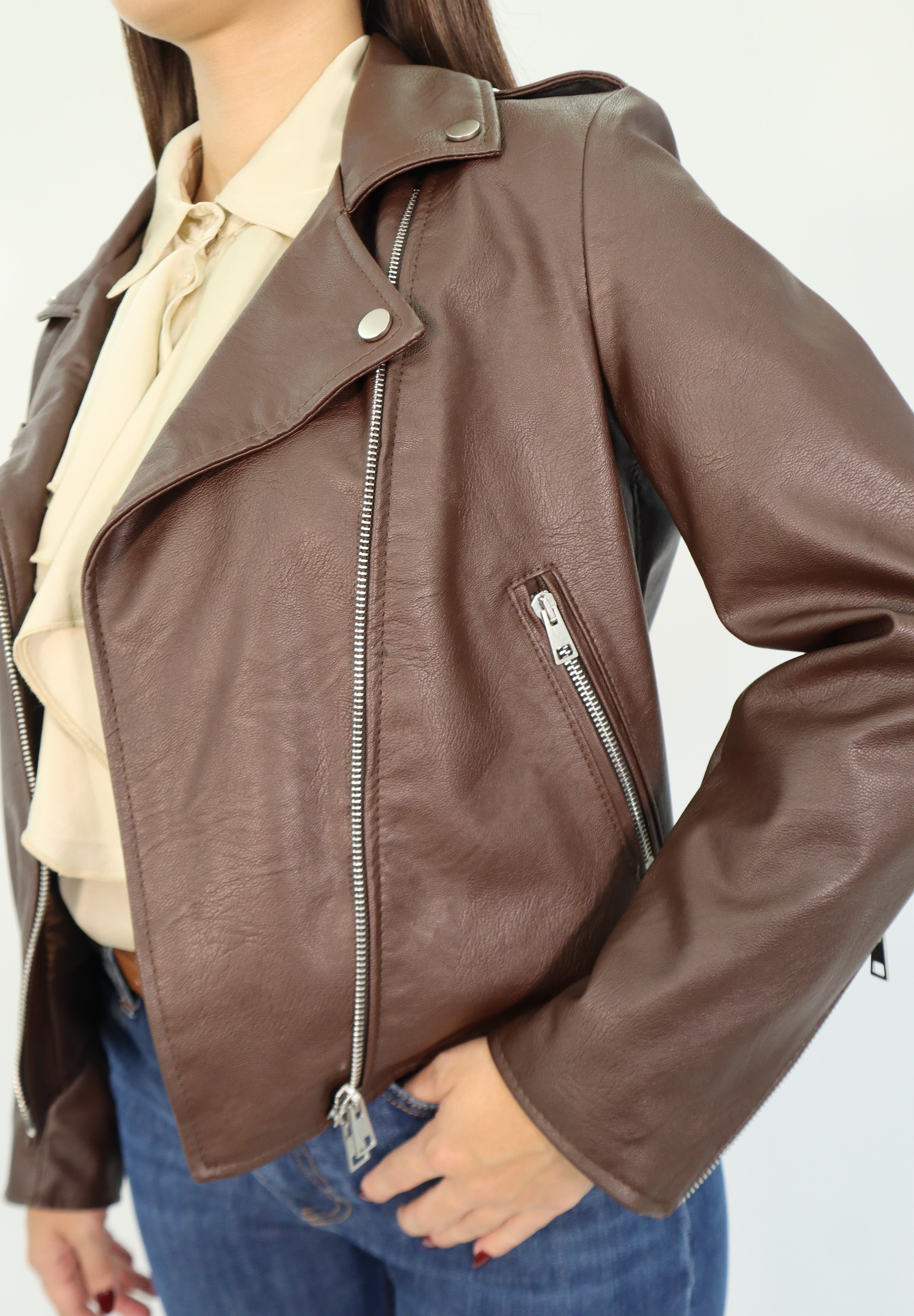 LEATHER JACKET BROWN