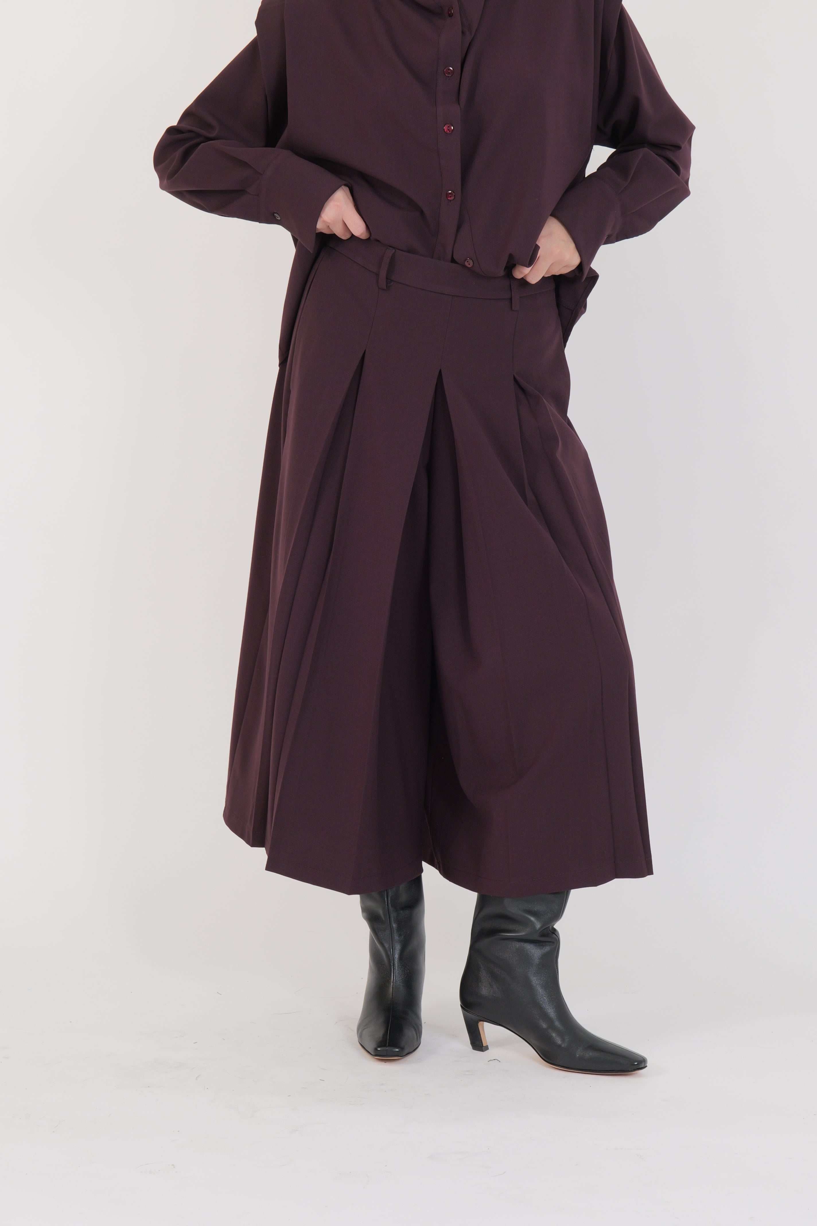 PANTALONE PLISSÈ BORDEAUX