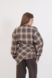 CAMICIA FOULARD CAMMELLO/MORO