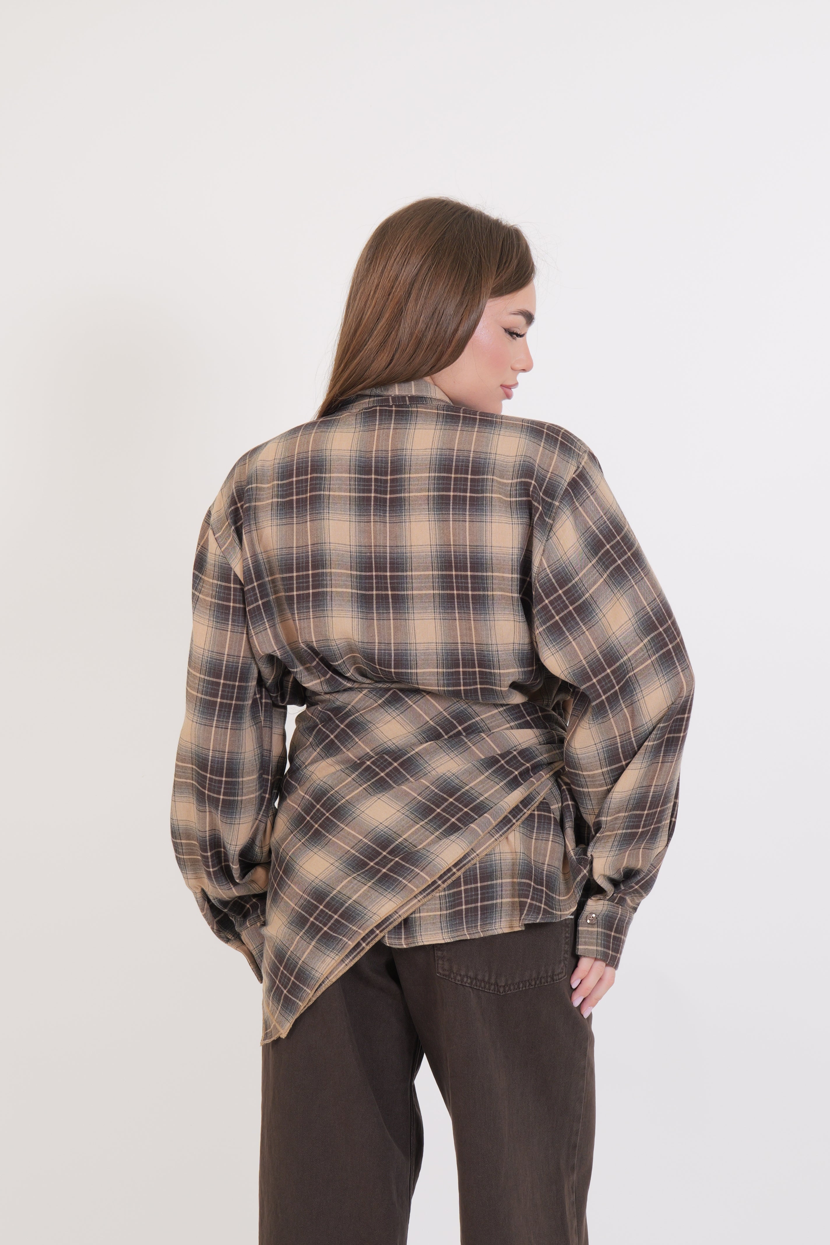 CAMICIA FOULARD CAMMELLO/MORO
