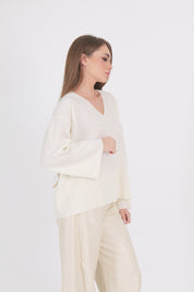 MAGLIONE SCOLLO V BURRO