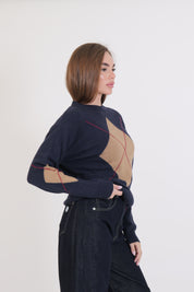 MAGLIONE ROMBI BLU/CAMEL/SANGUE