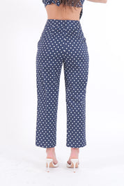 PANTALONI CAPRI POIS BLU