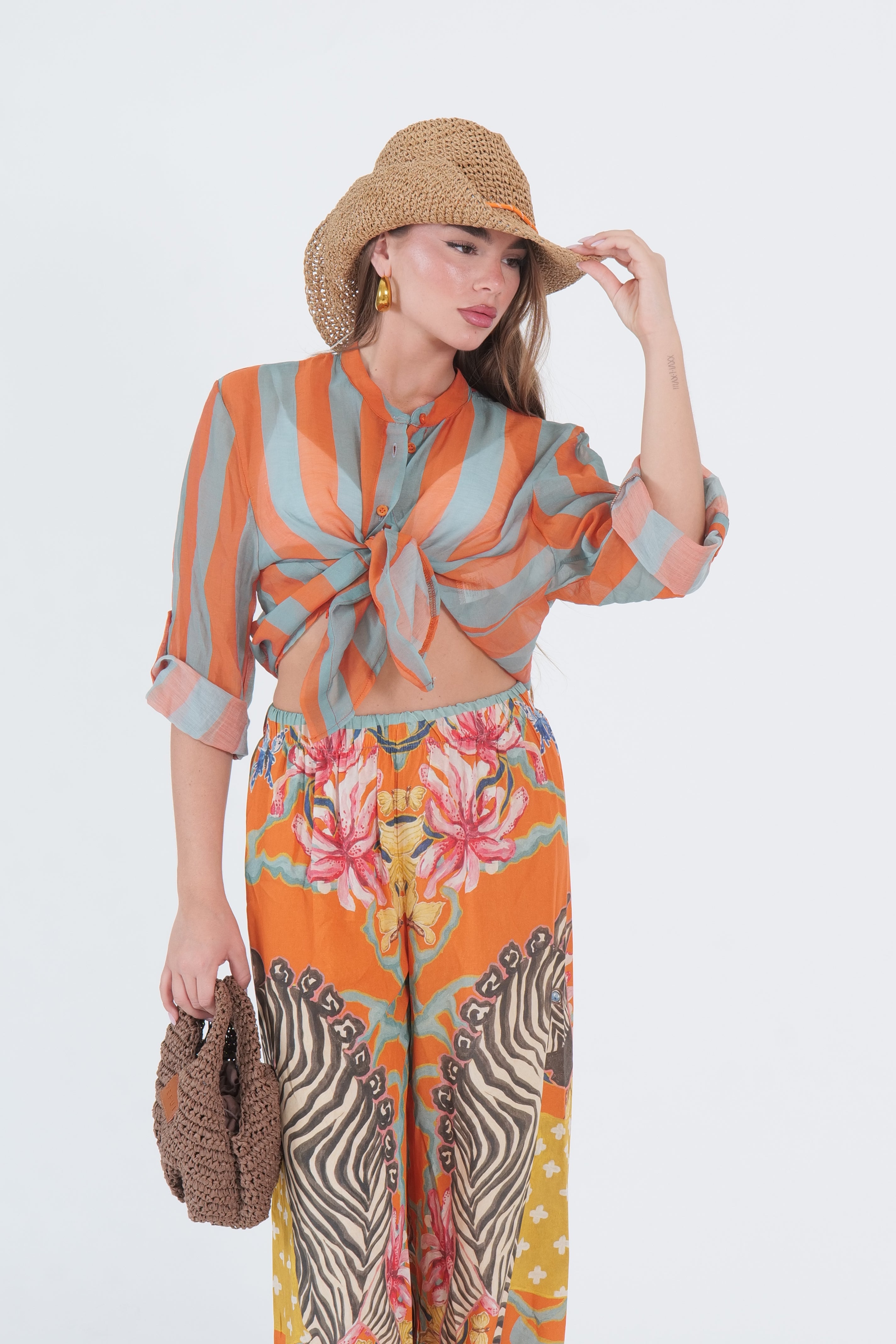 CAMICIA ECO RIGA ARANCIO/ZUCCHERO