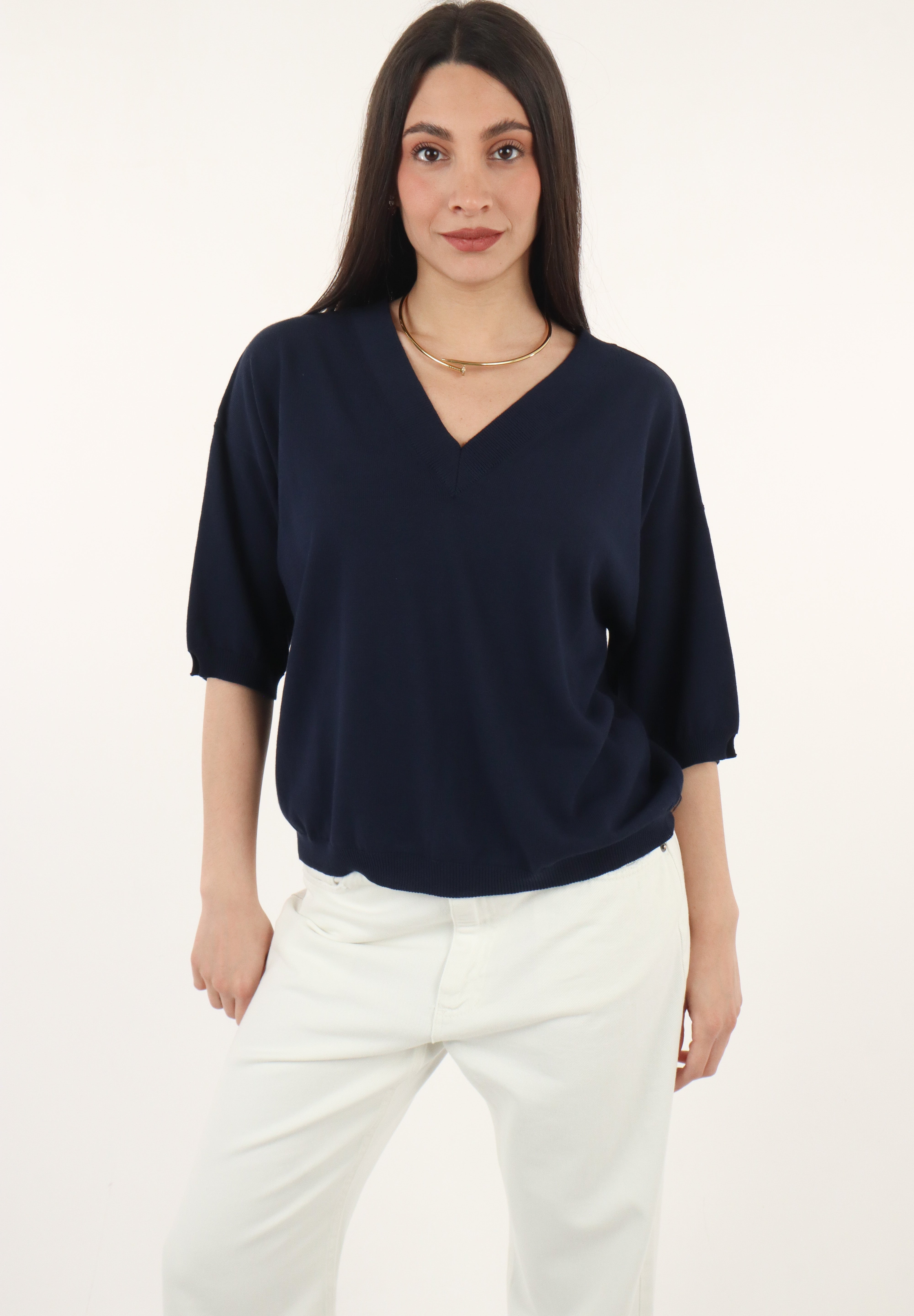 MAGLIA SCOLLO V BLU
