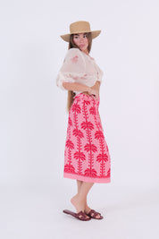 GONNA PAREO MIDI PALME ROSA/ROSSO