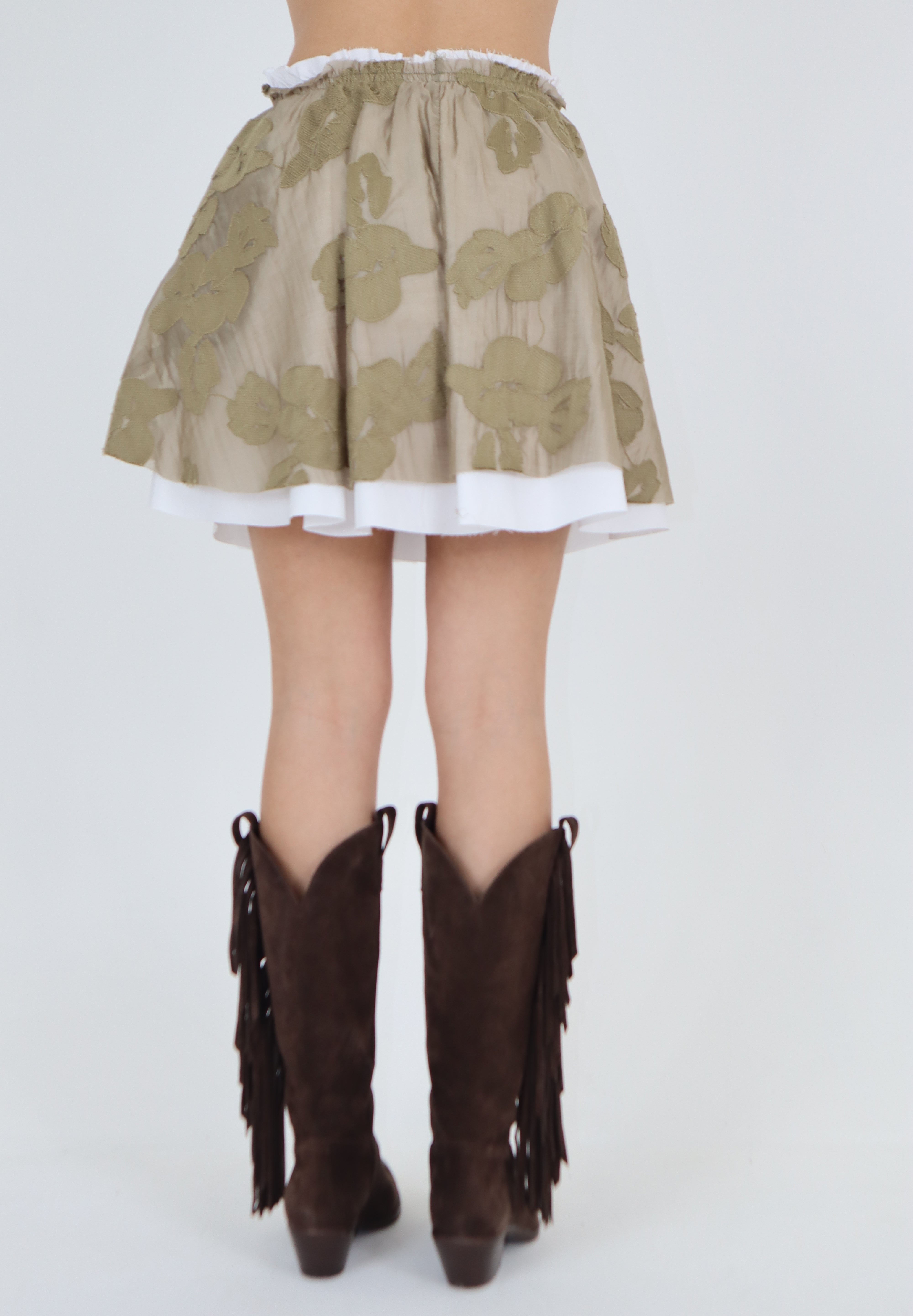 GONNA RICAMATA MILITARE