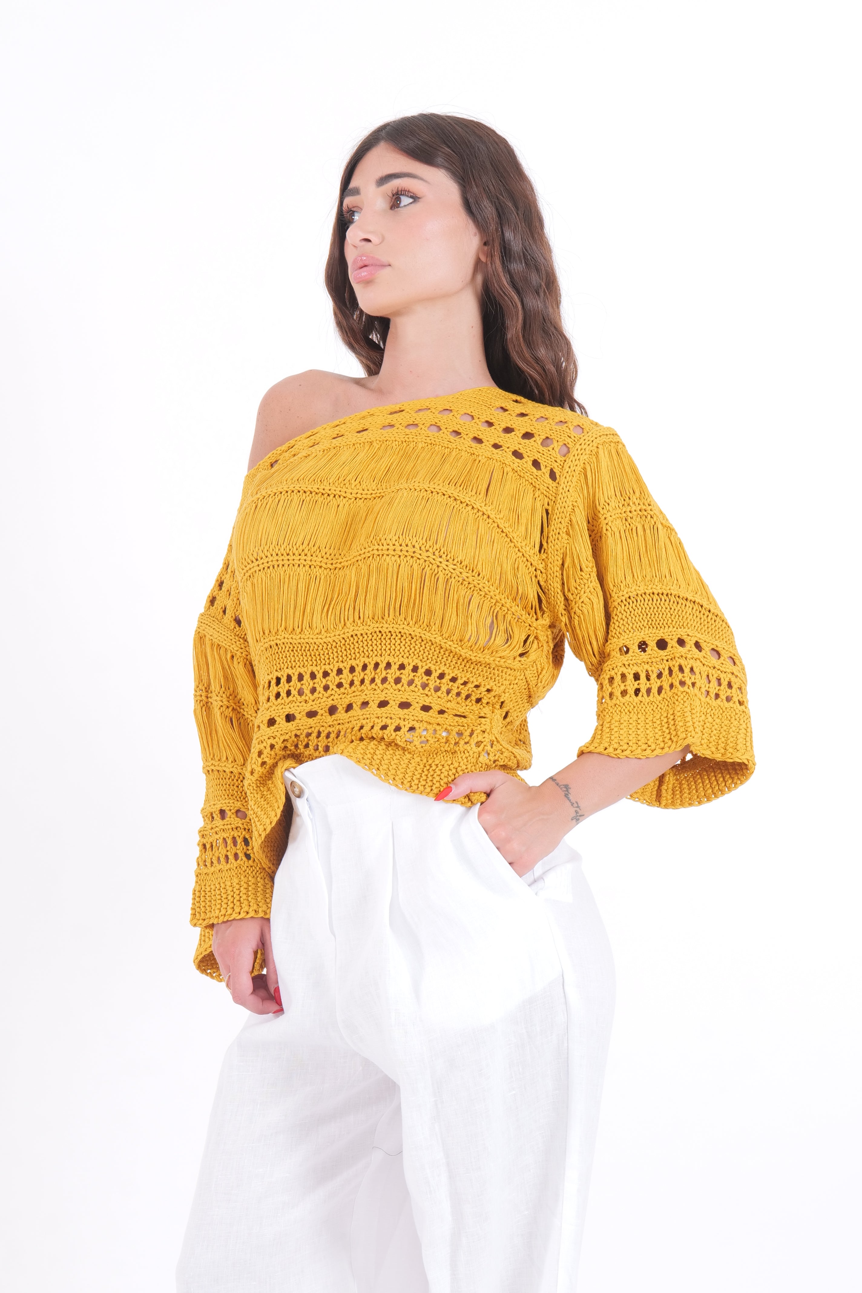 MAGLIA PERFORATED VICOLO SENAPE