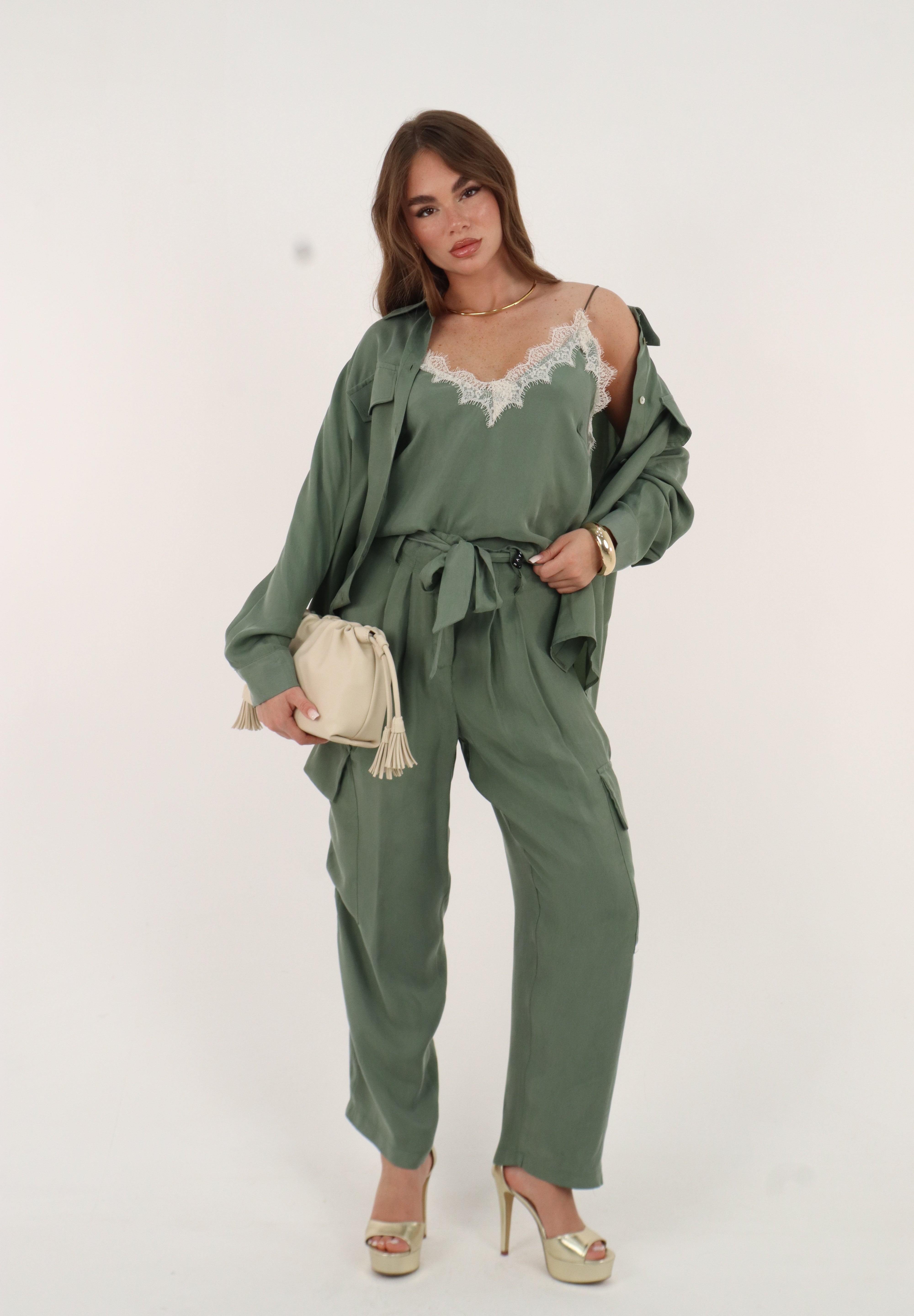 PANTALONI CUPRO MILITARE