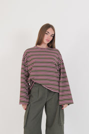 MAGLIA RIGHE BORDEAUX/MILITARE