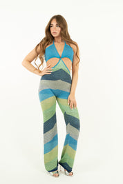 JUMPSUIT MAXI CHEVRON LUREX