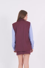 GILET LUNGO BORDEAUX GESSATO
