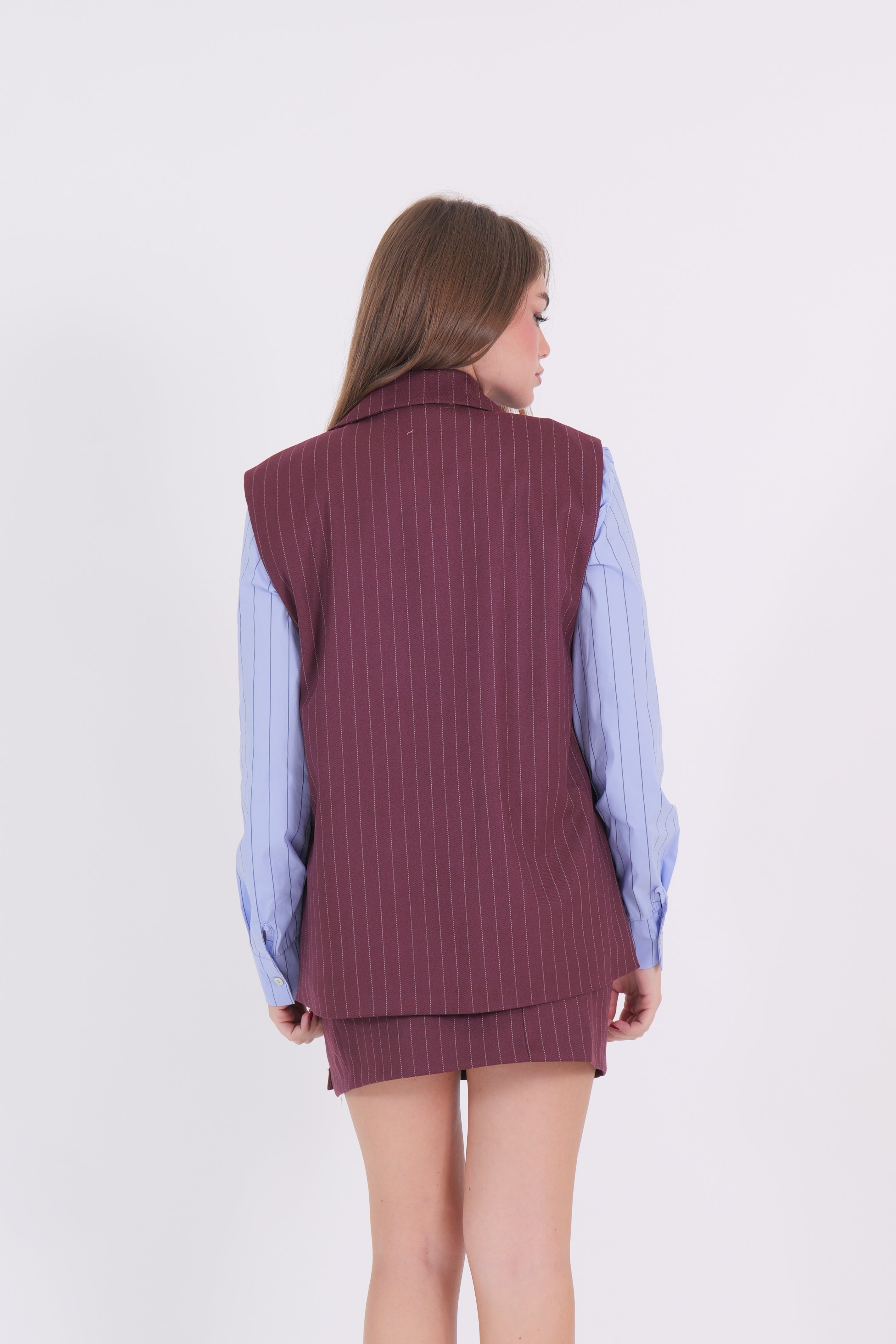 GILET LUNGO BORDEAUX GESSATO