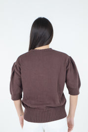 MAGLIA MEZZA MANICA SBUFFO BROWN