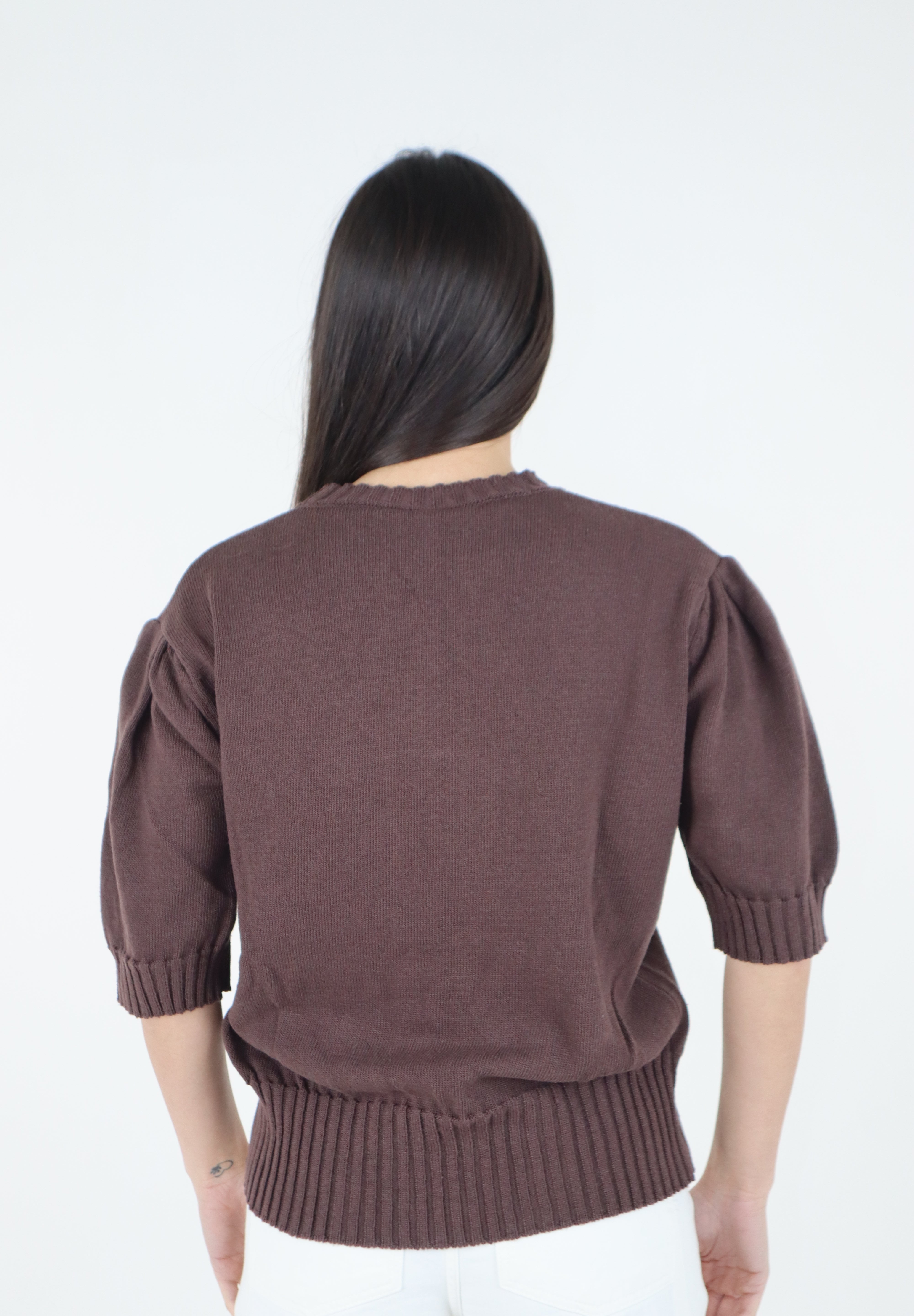 MAGLIA MEZZA MANICA SBUFFO BROWN