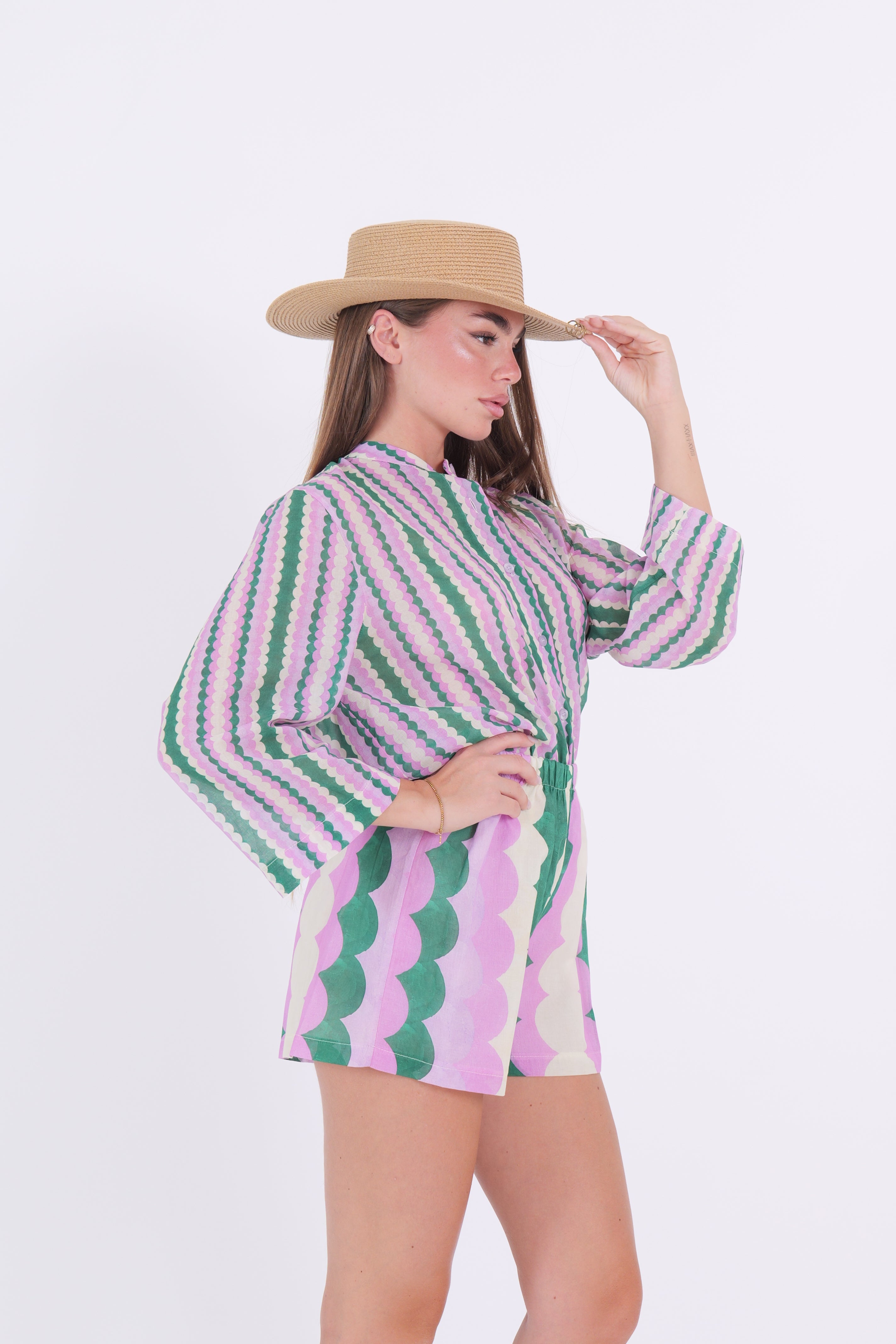 CAMICIA FANTASIA VERDE/LILLA