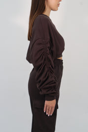 SHORT CREW NECK SWEATSHIRT WITH GRIPPING ON THE HANDLE