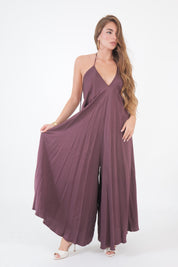 JUMPSUITE SATIN PRUGNA