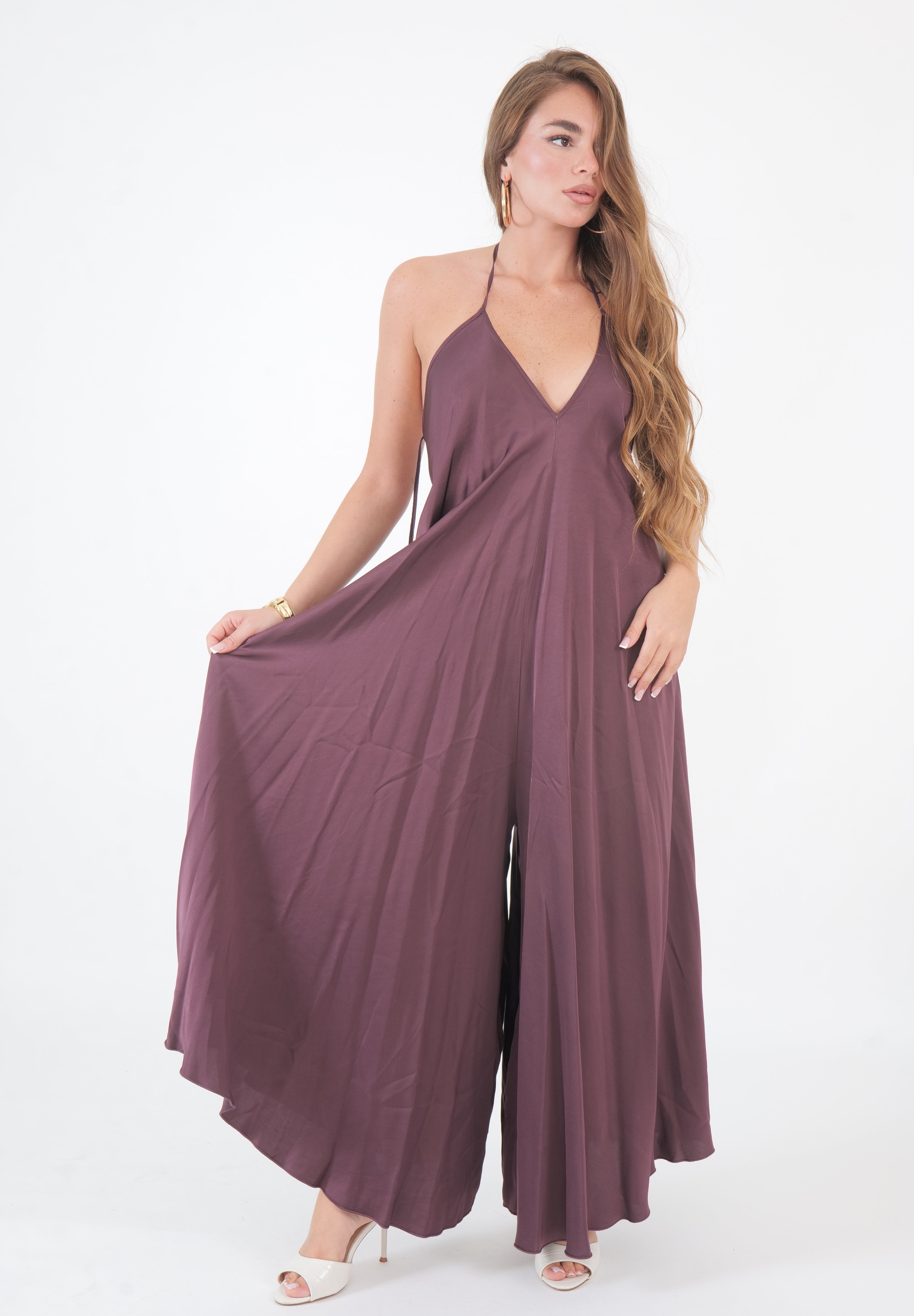 JUMPSUITE SATIN PRUGNA