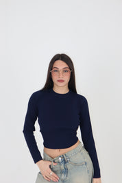 MAGLIA CROP ISA BLU