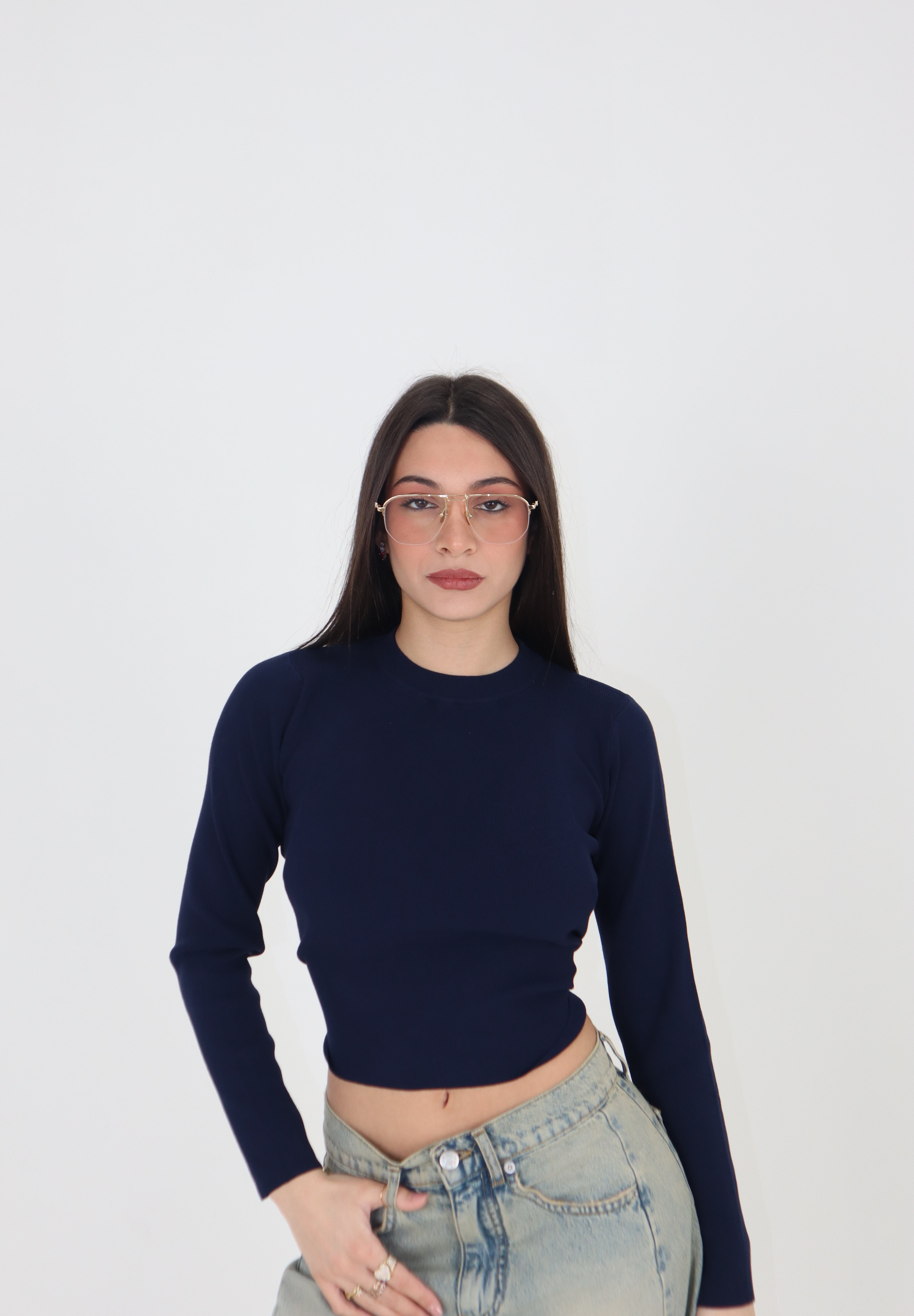 MAGLIA CROP ISA BLU