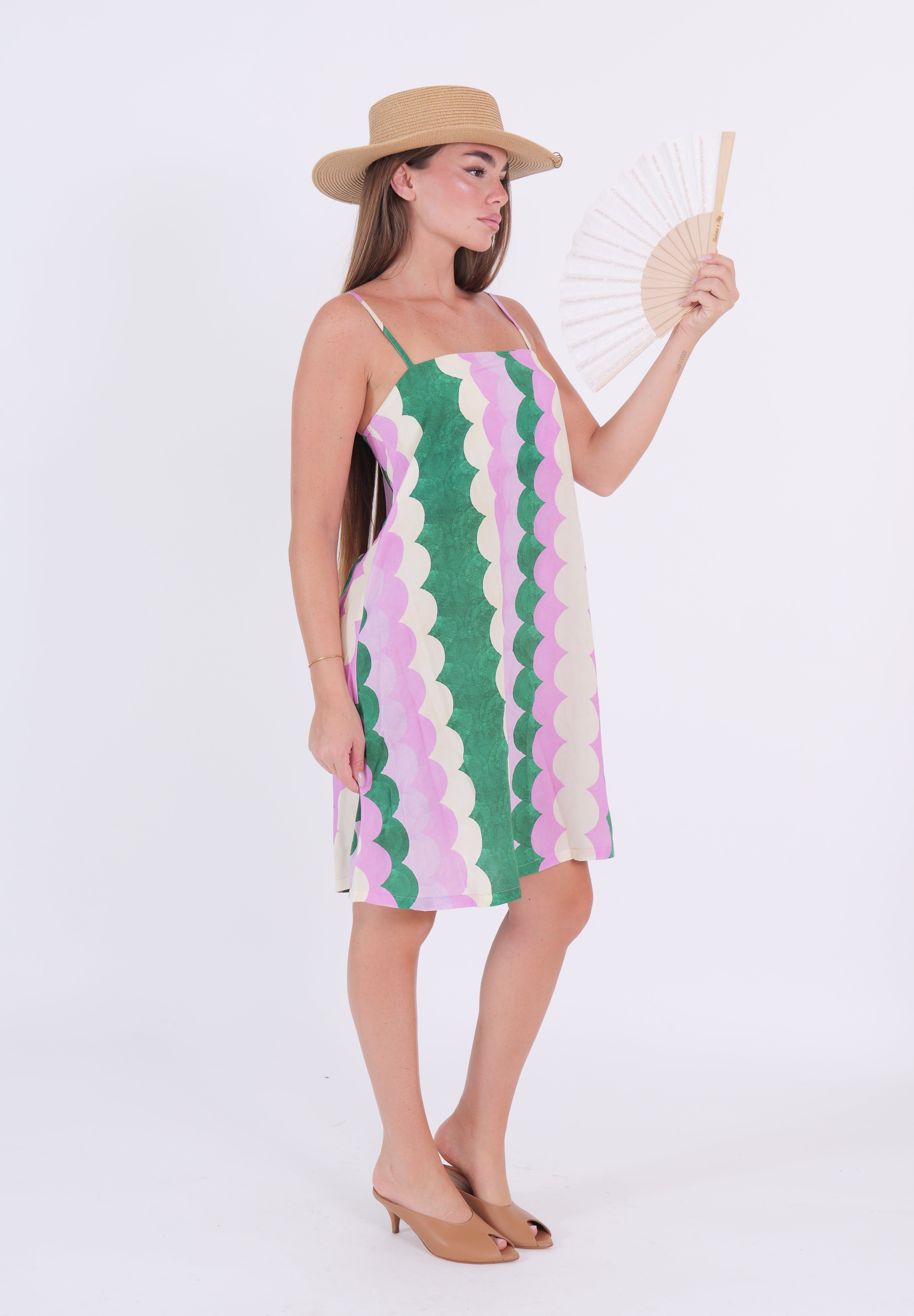 DRESS FANTASY VERDE/ROSA BURRO