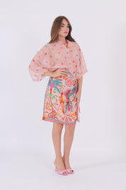 GONNA CORTA FOULARD ROSA