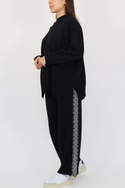 BLACK WOOL TROUSERS WITH BAND