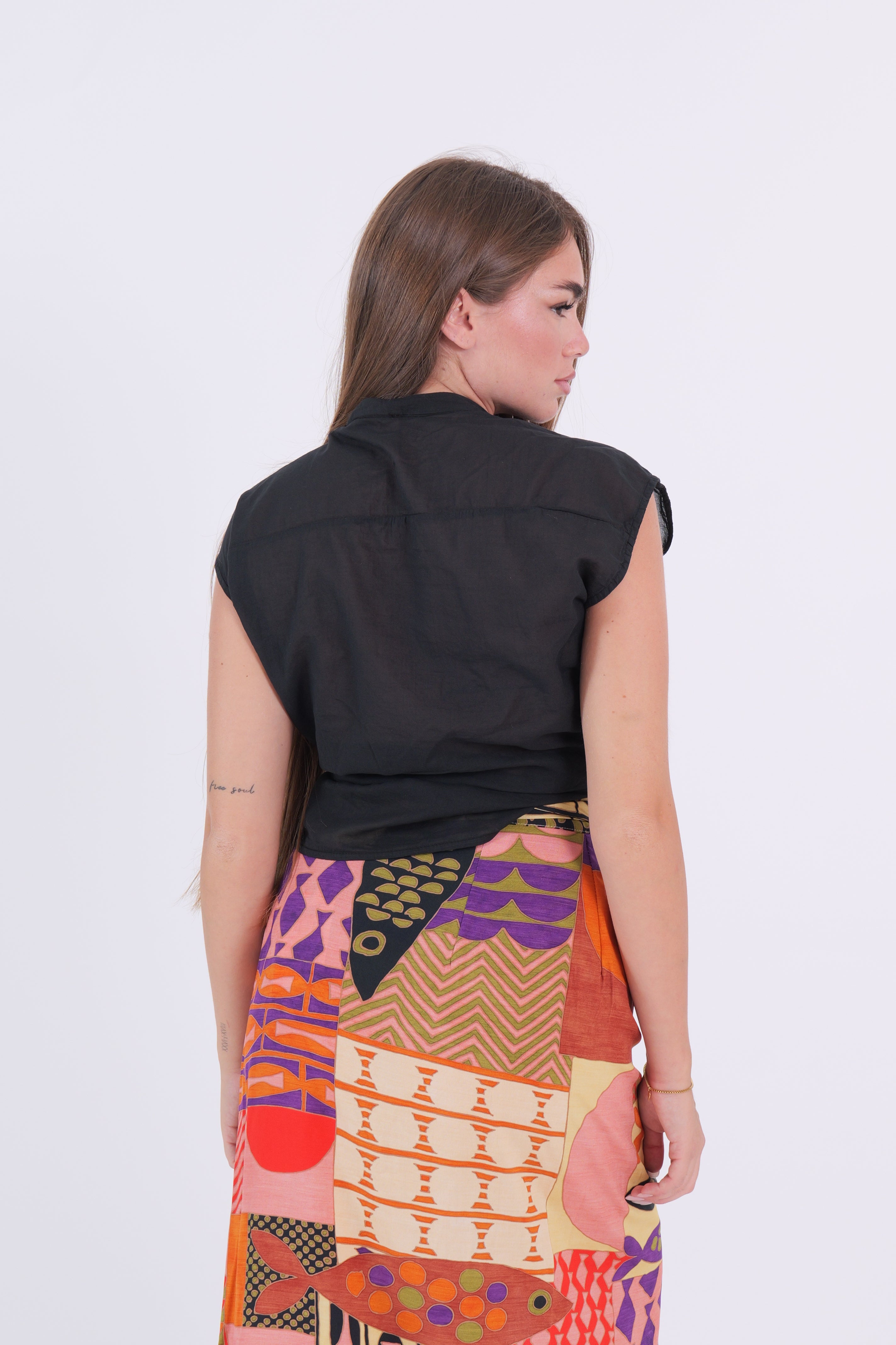 CAMICIA SMANICATA MUSSOLA NERA
