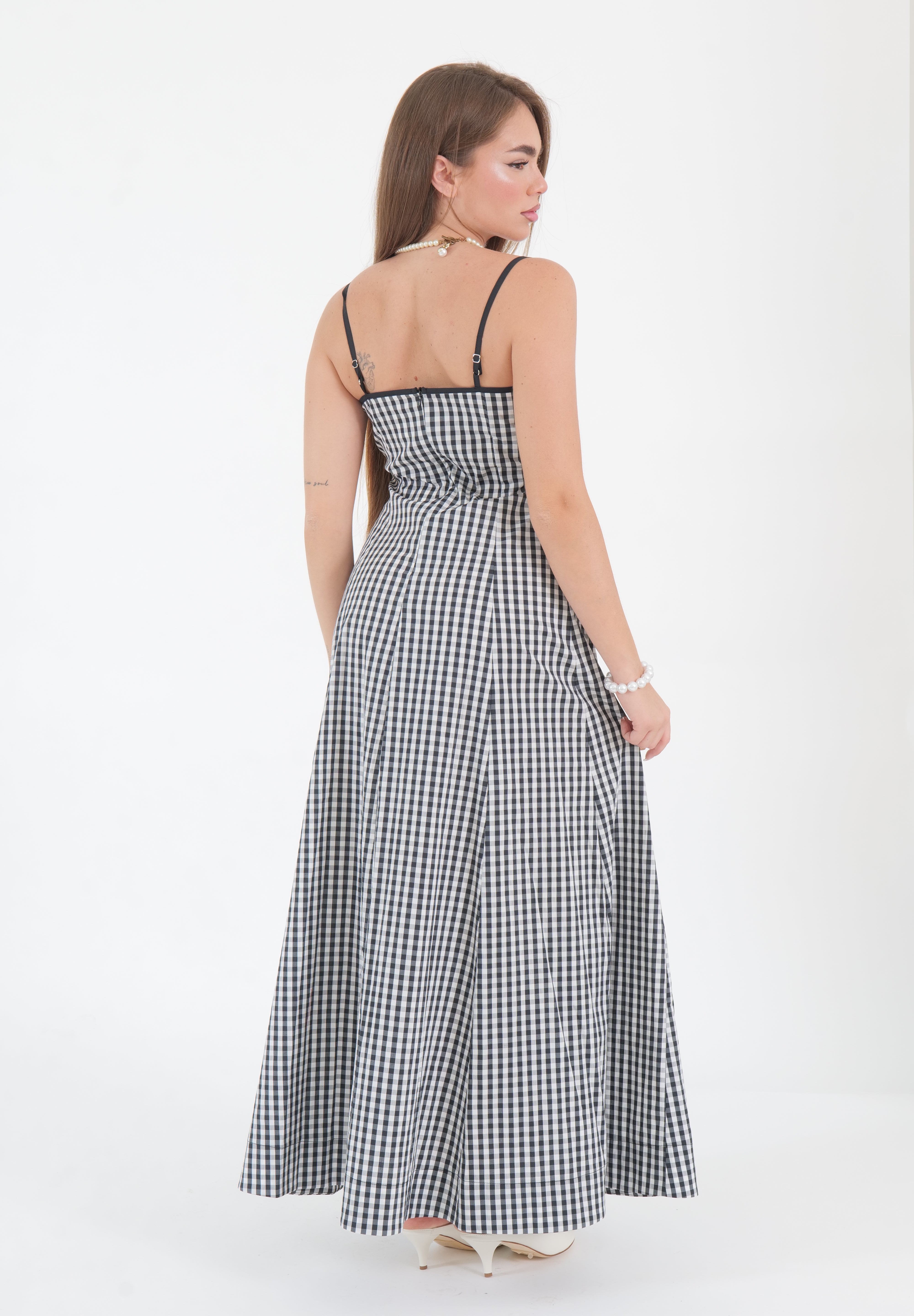 LONG DRESS VICHY NERO