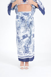 GONNA MIDI FOULARD TOILE BLU