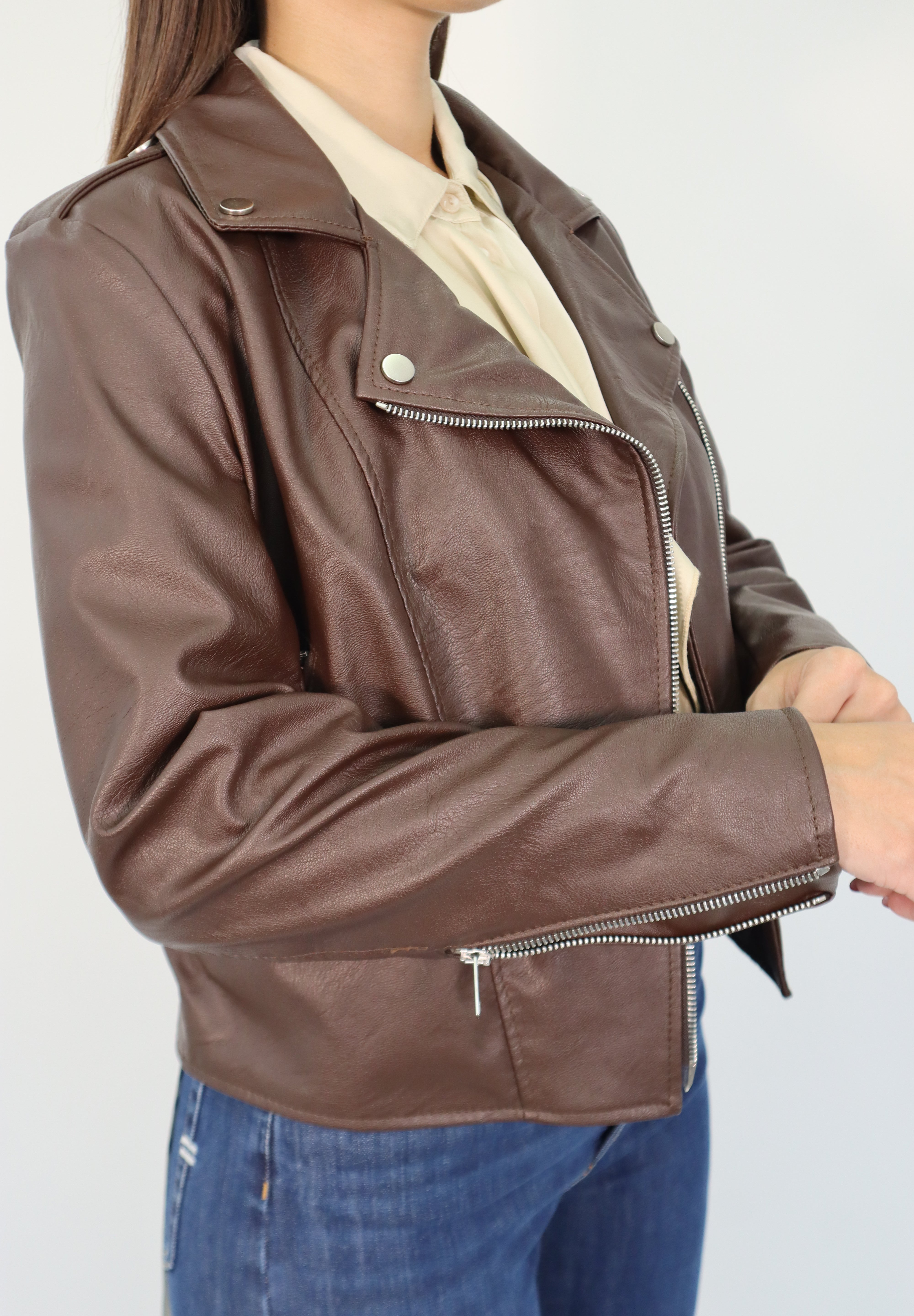 LEATHER JACKET BROWN