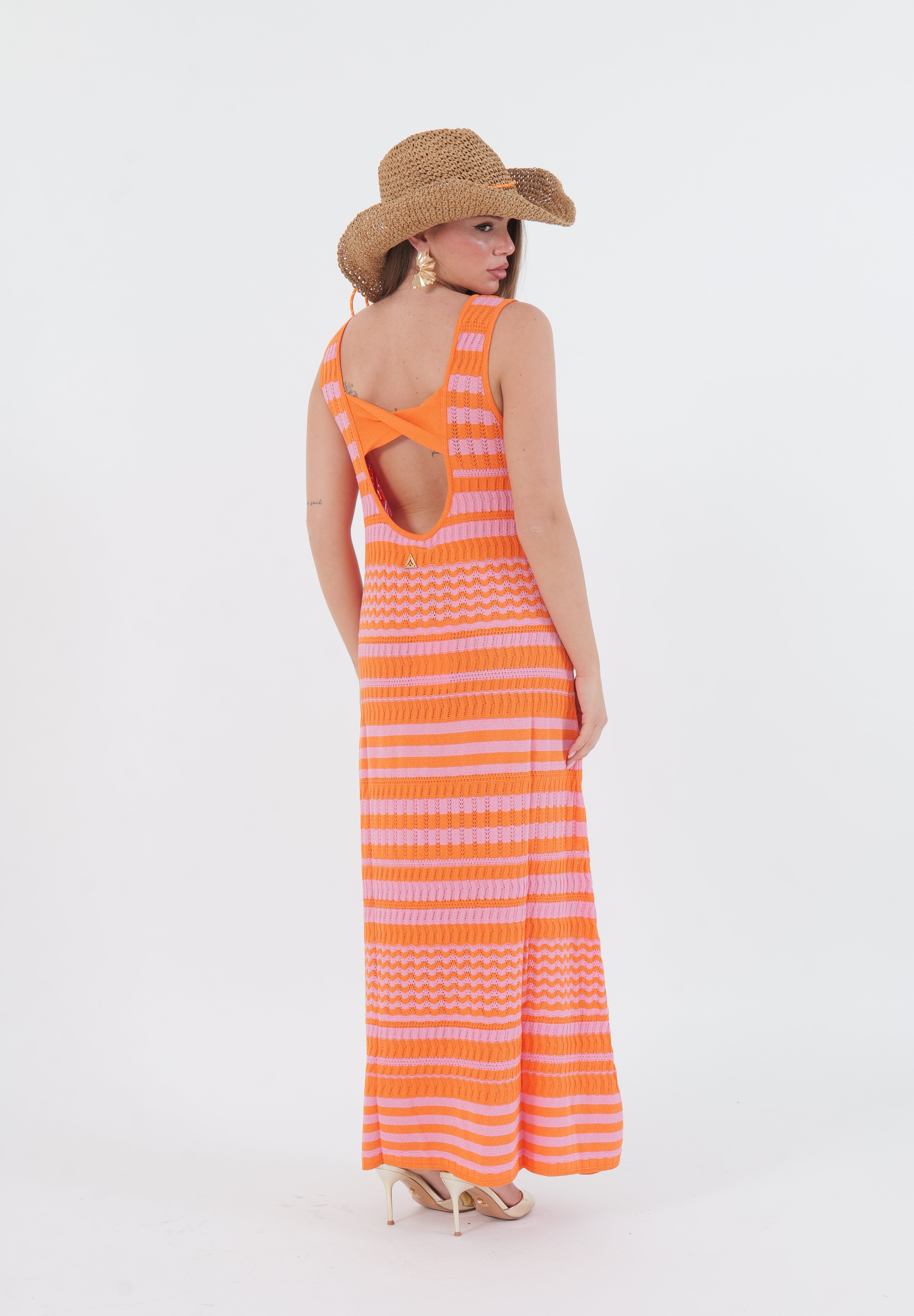 ABITO LACE ROSA E ARANCIO