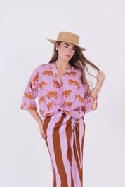 CAMICIA TIGRE LILLA/TABACCO