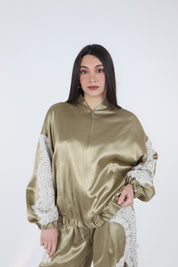 BOMBER JACKETN SATIN SALVIA