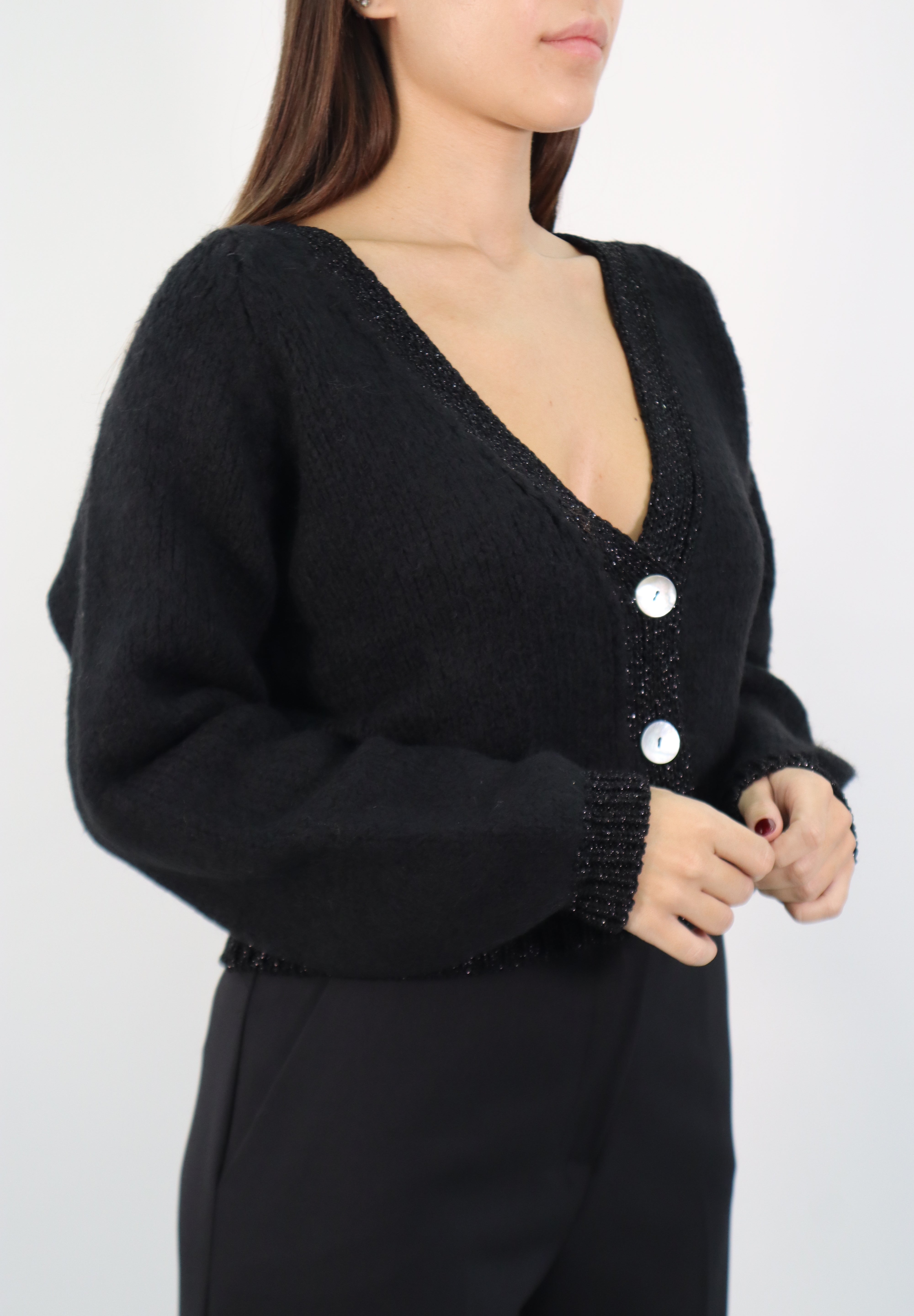 CARDIGAN WITH LUREX EDGE