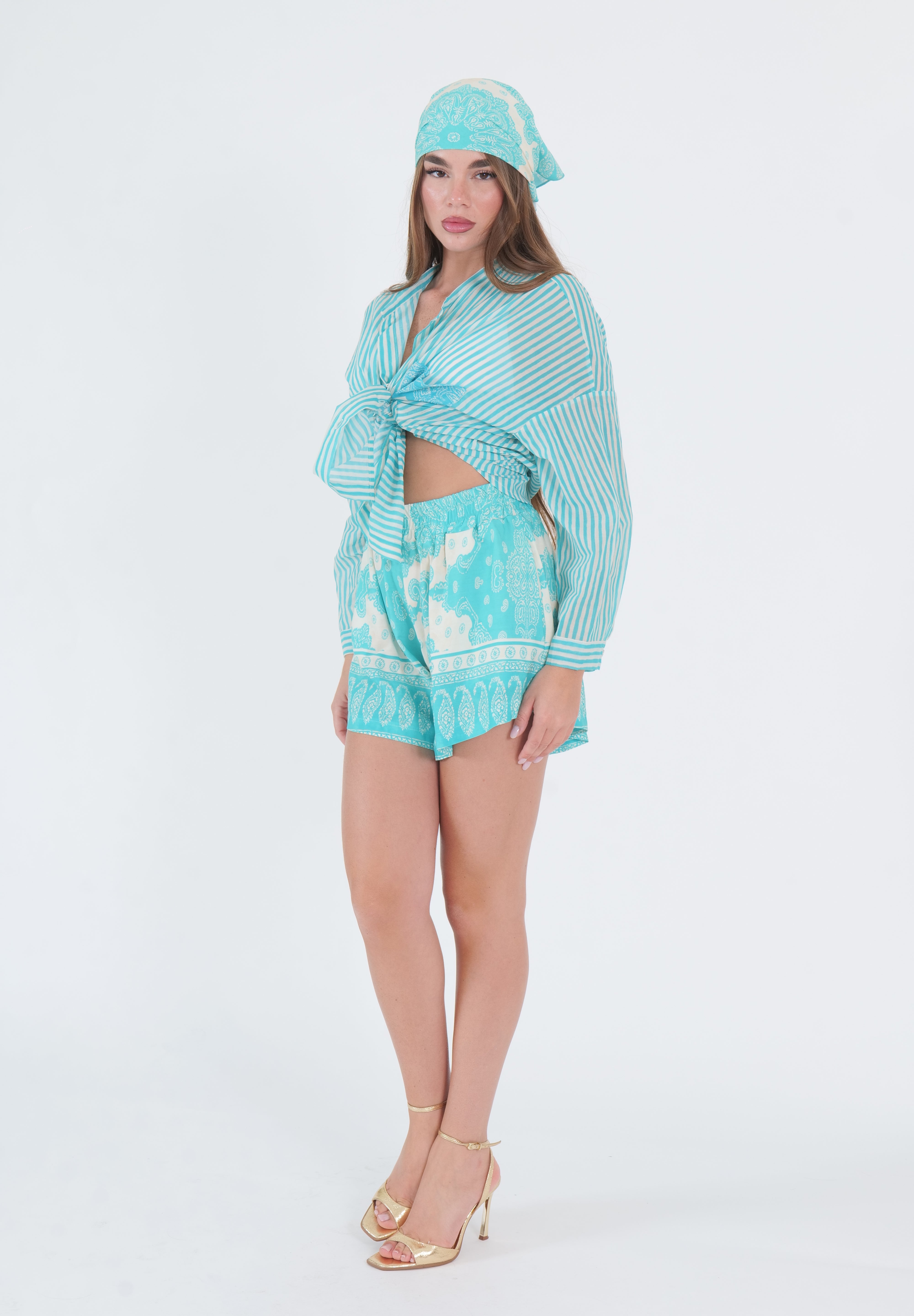 SHORTS FARFALLA TURCHESE