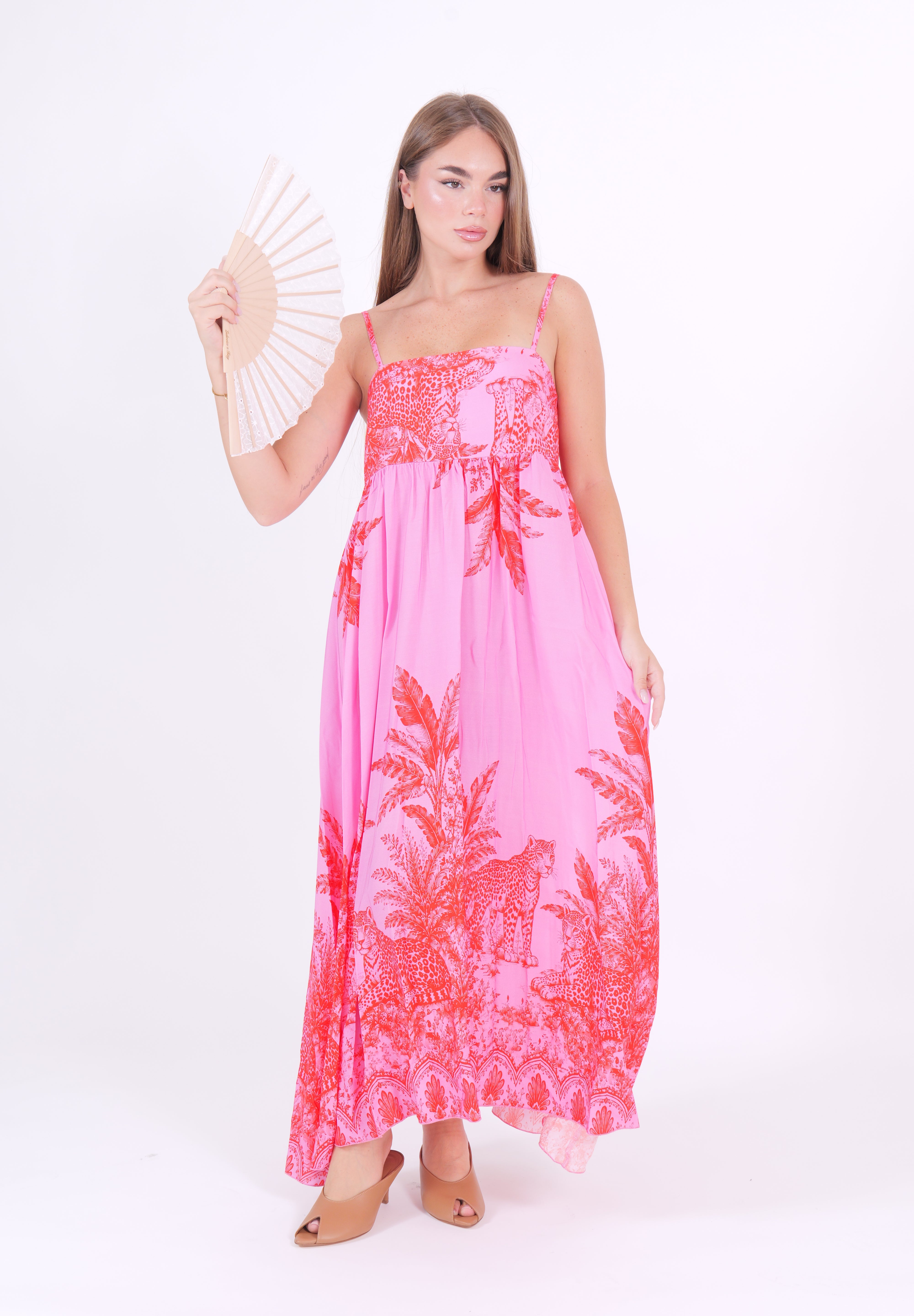 ABITO LEOPARD ROSA/ROSSO