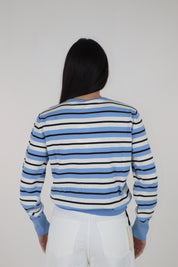 MAGLIA RIGHE BABY BLUE