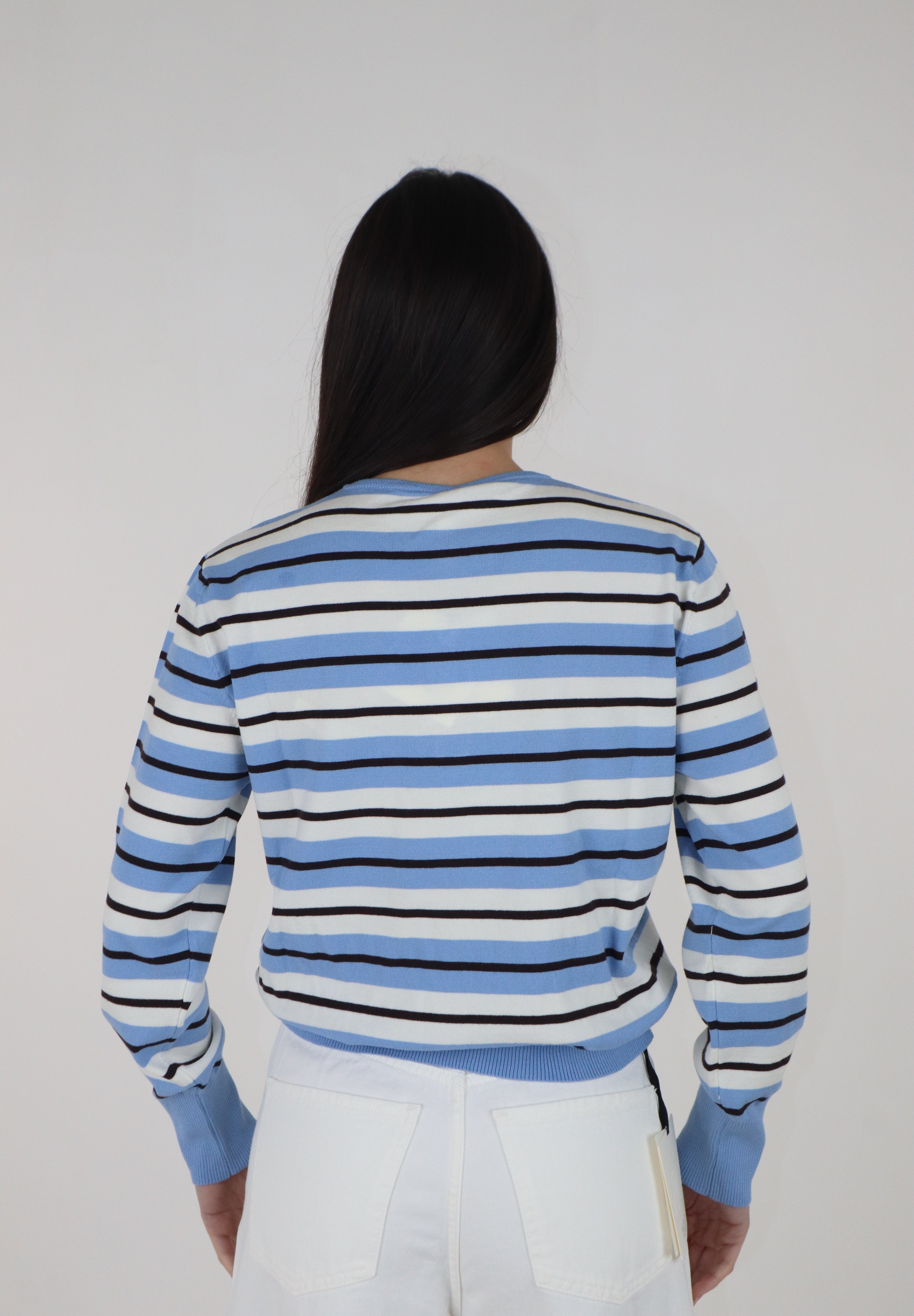 MAGLIA RIGHE BABY BLUE