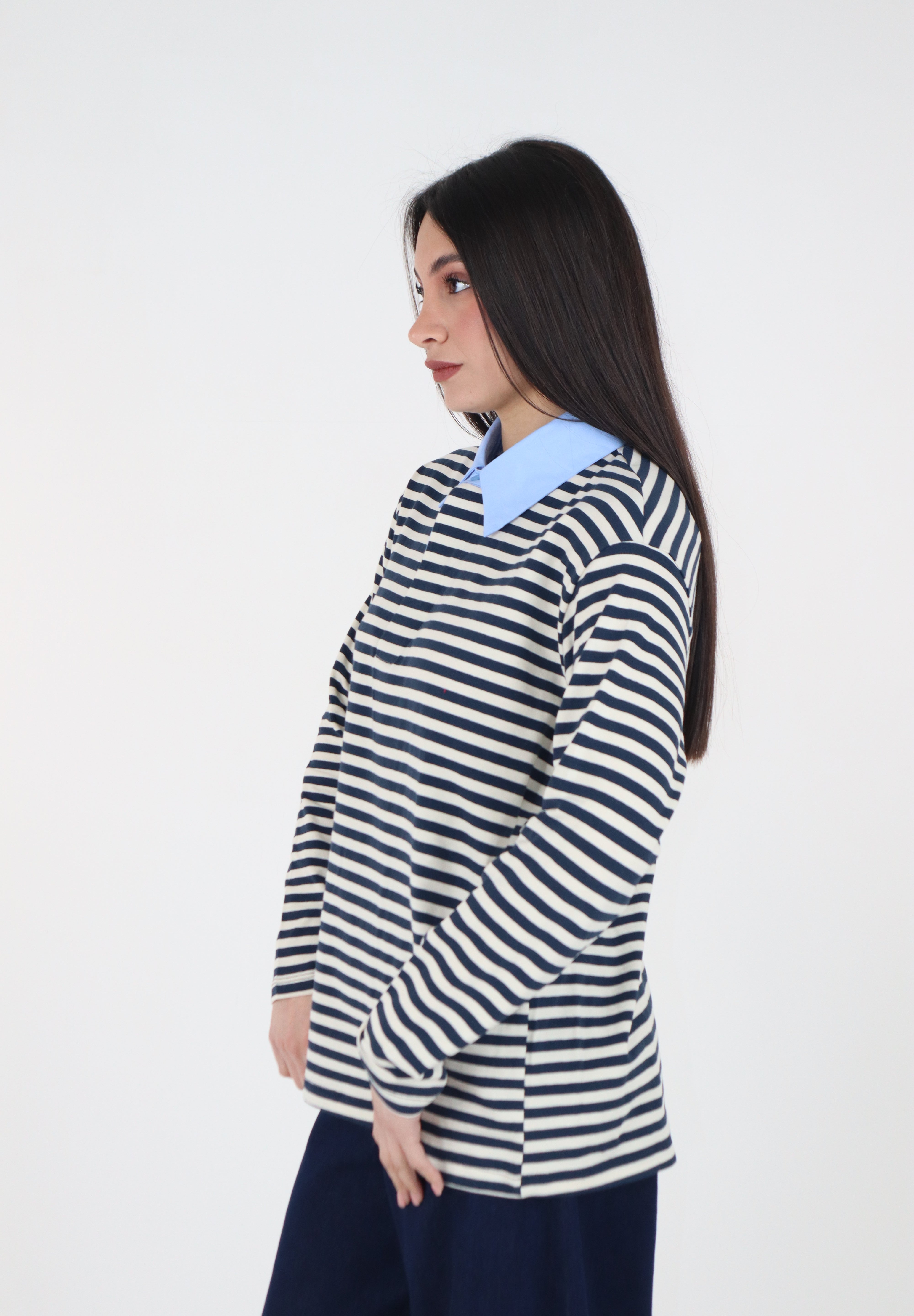 MAGLIA RIGHE COLLO CAMICIA