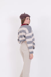 POLO BICOLOR GRIGIO/BORDEAUX