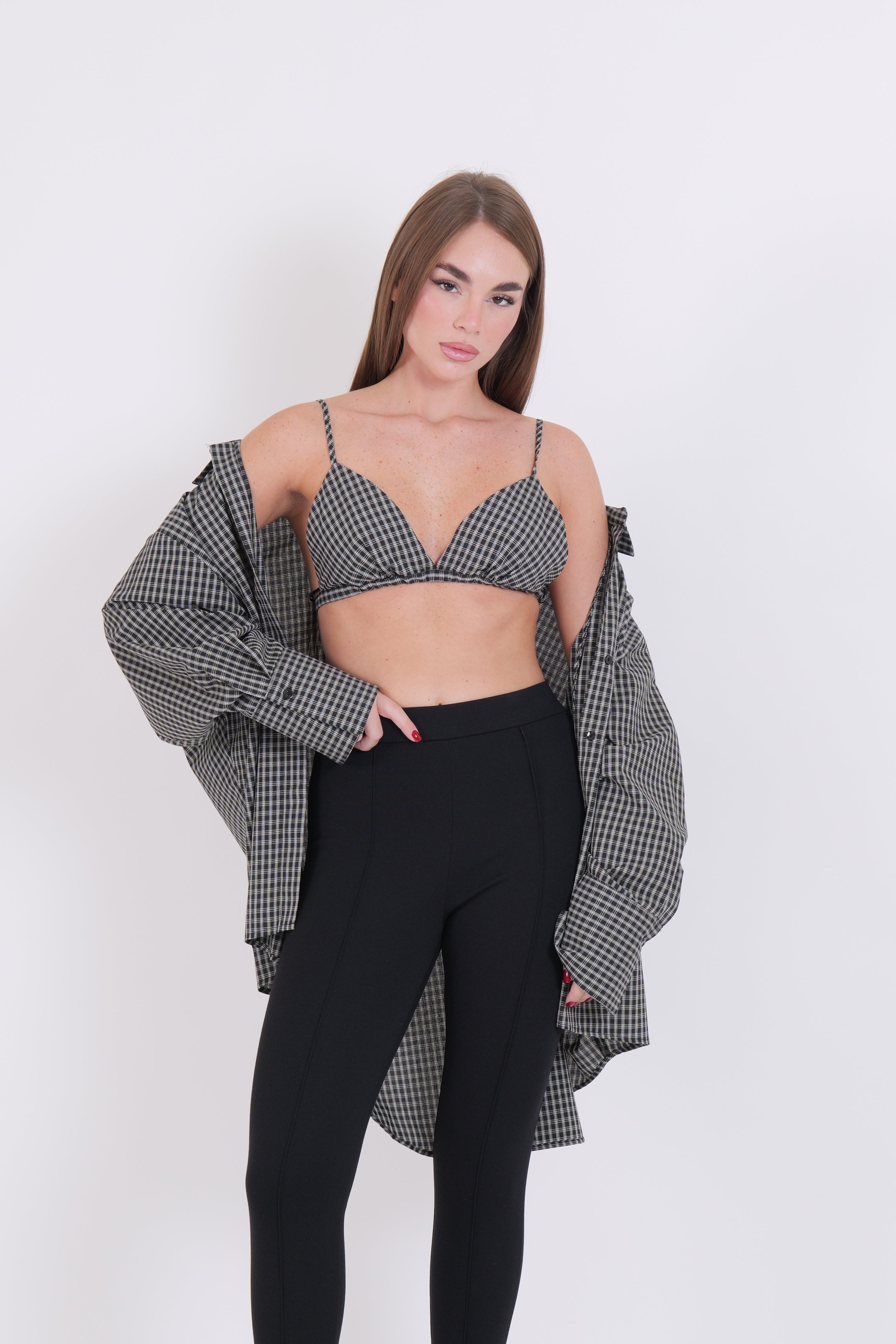 TWIN SET QUADRI NERO