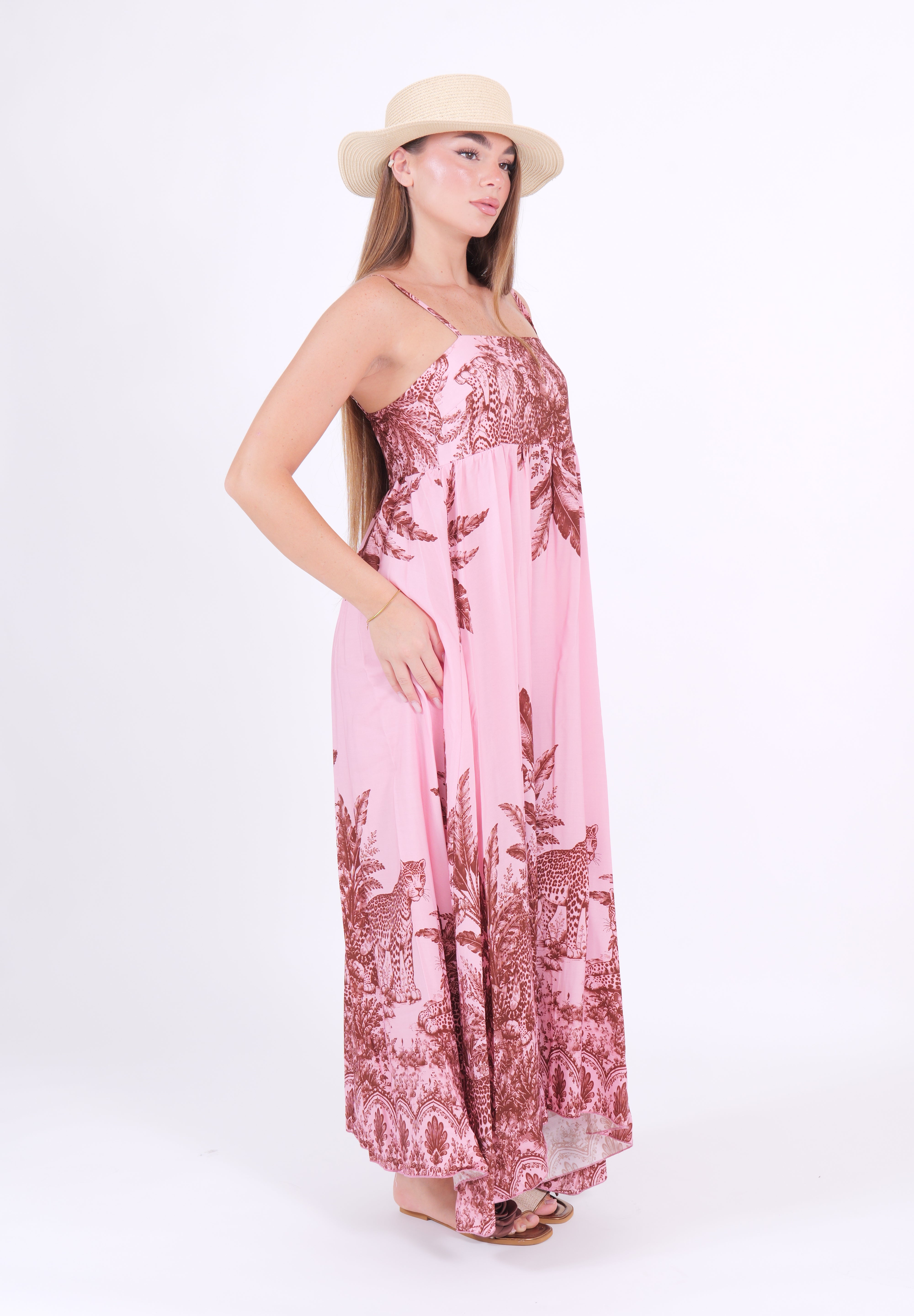 ABITO LEOPARD ROSA/MORO