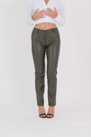 PANTALONE ECOPELLE MILITARE